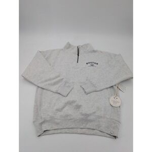 Boston USA 1/4 Zip Sweatshirt Men's Medium Gray Mock Neck Vineyard Crew
